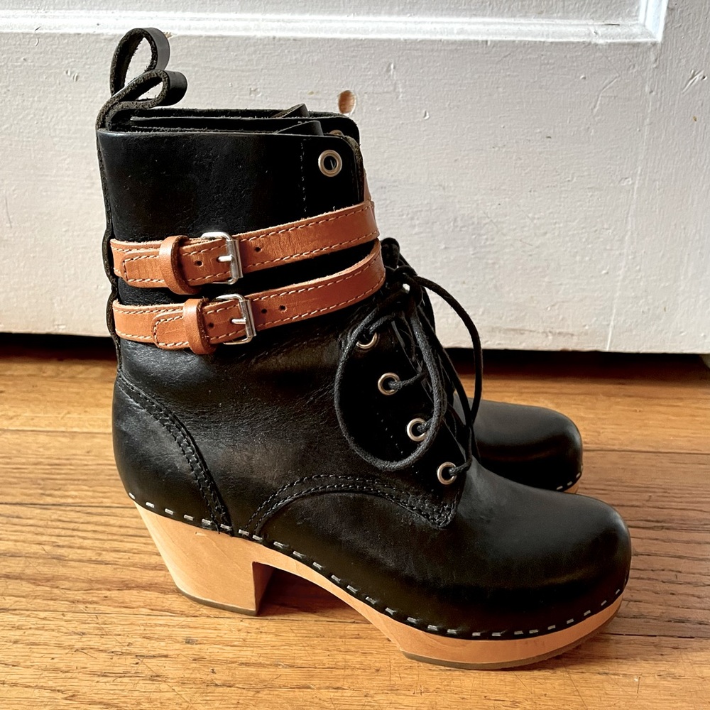 NWOT | Swedish Hasbeens Two-Toned Combat Boots Size 6/36 - Picture 3 of 9